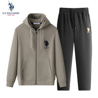 美国马球协会保罗卫衣男秋冬开衫连帽外套款保暖长袖T恤上衣 卡其318加绒+626A加绒 3XL/185（160-175斤左右）
