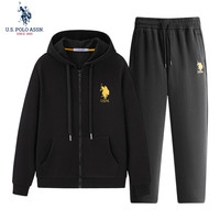 美国马球协会保罗卫衣男秋冬开衫连帽外套款保暖长袖T恤上衣 黑色318加绒+626A加绒 M/165（105-120斤左右）