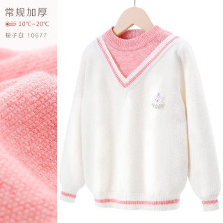 多妙屋 女童毛衣儿童加厚秋冬款线衣大童秋季洋气上衣宝宝针织打底衫 栀子白