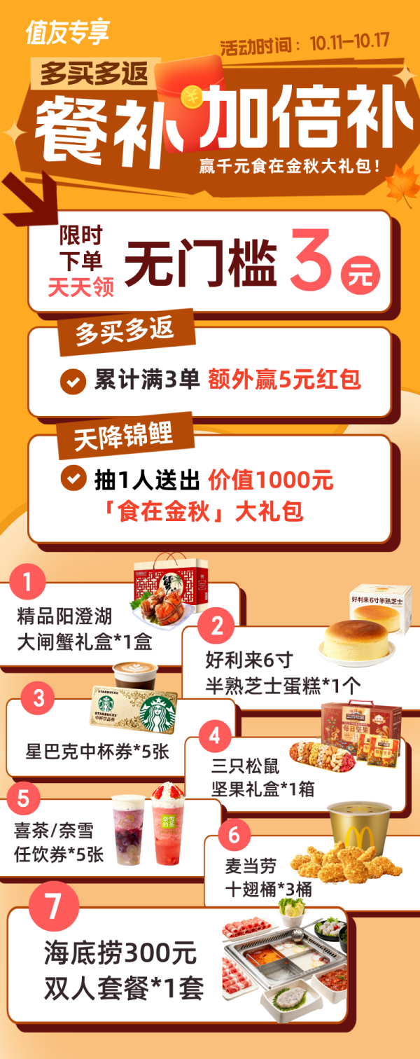 餐补加倍补 领美团红包 多买多返更尽兴!