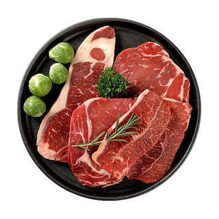 恒都  国产谷饲牛排套餐（西冷眼肉共5-7片装） 生鲜牛肉