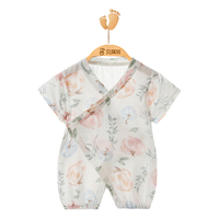 贝瑞加(Babyprints)宝宝连体衣夏季短袖爬服薄款家居睡衣偏襟哈衣婴儿夏装 90