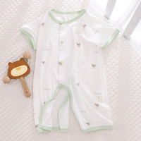 小三月婴儿连体衣夏薄款59码连体衣夏短袖短裤连身衣开裆连体爬服春秋款