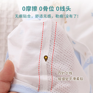 小三月婴儿连体衣夏薄款59码连体衣夏短袖短裤连身衣开裆连体爬服春秋款 D196蓝小熊头 （后背镂空） 59cm 9斤内