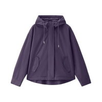 佐丹奴(Giordano)斜插袋前短后长连帽梭织风衣外套13375840
