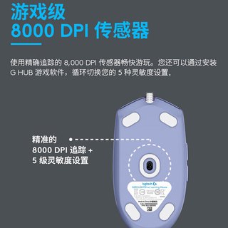  logitech/罗技 RGB灯光 游戏鼠标 防滑贴礼盒  G102紫色防滑贴礼盒
