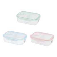 振兴 保鲜盒带盖饭盒可微波炉加热带饭餐盒密封便当盒塑料 蓝色850ml