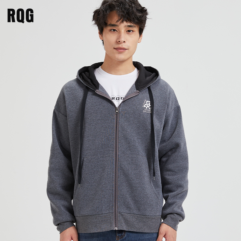  R.Q.G 加绒 男士卫衣外套 拉链