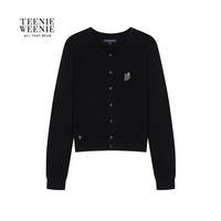 TeenieWeenie小熊女装毛衣2025秋季简约休闲柔软舒适针织开衫 A-黑色 165/M
