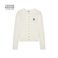 TeenieWeenie小熊女装毛衣2025秋季简约休闲柔软舒适针织开衫 B-象牙白 155/XS
