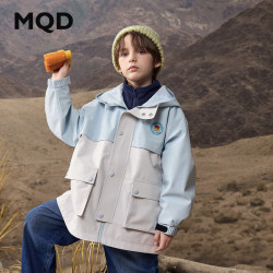 MQD 马骑顿 男女大童秋季户外露营撞色工装风衣外套