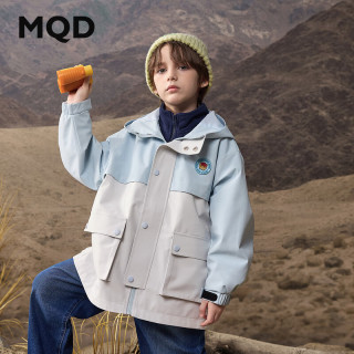 MQD 马骑顿 男女大童秋季户外露营撞色工装风衣外套