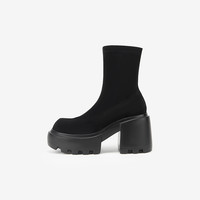 移动端、88VIP：米奥（鞋） MIO 米奥2024年冬季靴子显瘦弹力靴高跟厚底酷飒袜靴瘦瘦靴女靴