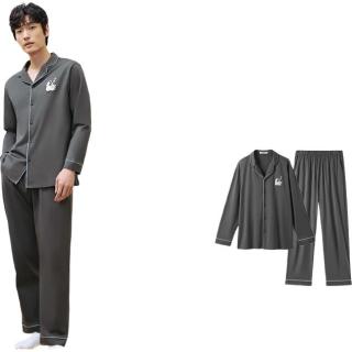 YOUKESHU 男士睡衣男纯棉7A抗菌防螨防蚊夏季居家可外穿女士家居服套装