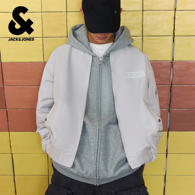 杰克琼斯 罗纹盘绣 百搭风春秋款飞行夹克 两款可选