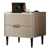 顾家家居（KUKA）现代简约意式轻奢储物岩板台面卧室收纳床头柜7996 【可可黑】智能款+小夜灯