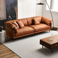 联邦真皮沙发头层牛皮复古风意式轻奢米尼小户型客厅焦糖色皮沙发