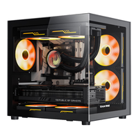 长城机箱视界S5 MINI海景房机箱小尺寸MATX小机箱紧凑型侧透240水冷小型台式机电脑主机箱 黑色+极光ARGB风扇1正4反