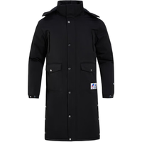 准者冬季男女长款加厚防风篮球宽松运动休闲连帽棉服外套 纯正黑 S 165