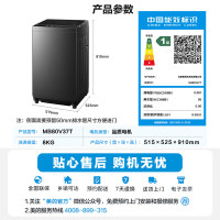 美的 波轮洗衣机全自动家用 MB80V37T 8公斤 升级一级能 效省水省电 抗菌除螨 专利免清洗