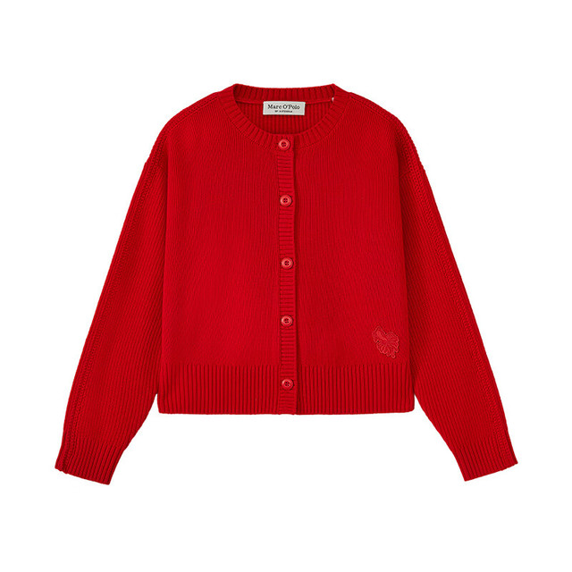 Marc O'Polo 马可波罗 新年系列刺绣中国红羊毛针织开衫女 羊毛100%