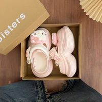 韵优利 yunyouli 2025年DIY松糕鞋洞洞鞋女小蛮腰可爱卡通厚底沙滩防滑外穿包头凉 9018(粉)毛爪绒布KT猫 37-38