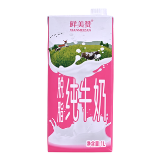 鲜美赞 脱脂纯牛奶 1L