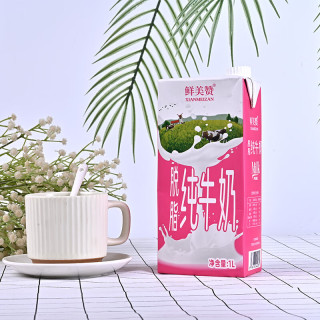 鲜美赞 脱脂纯牛奶 1L