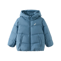 亚瑟士童装25年冬季中大童宽松短款泡芙羽绒服外套轻薄舒适 蓝色 150