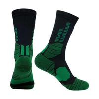 阿格莱德专业男女登山袜徒步旅行袜跑步排湿透气保护脚踝耐磨2双装夏季 L-黑绿2双 夏季