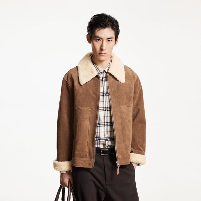 超V会员：JACK&JONES 杰克琼斯 【商场同款】拉链翻领真皮皮衣夹克 男装