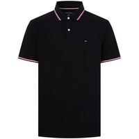 Tommy Hilfiger【轻柔感】夏季男装透气珠地网眼短袖T恤镶边翻领POLOJ9195 XL (:165-180斤) 【合身百搭】曜岩黑色BEG