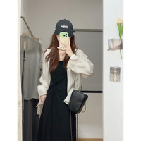 雪妃蓝琪(XUEFEILANQI)连衣裙女装秋季2025新款搭配一整套法式防晒开衫吊带裙子衣服套装