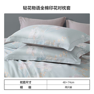 百丽丝水星家纺60支全棉贡缎 纯棉对枕套单件全棉枕头罩一对48x74cm