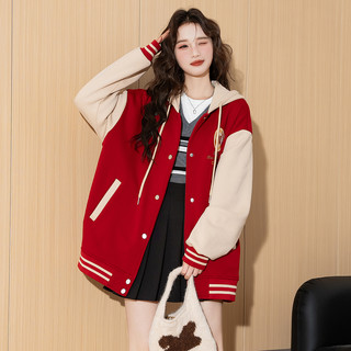 唐狮春秋棒球服女外套设计感潮流穿搭连帽休闲女士上衣约会tu S