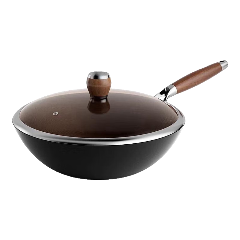 圆底炒锅【明火+凹面电磁炉+钢铲+可立盖+蒸屉】 32cm