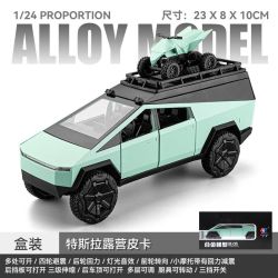 车致 大号合金特斯拉皮卡警车玩具男孩公安110越野车模型小汽车玩