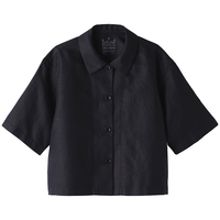 无印良品（無印良品 MUJI） 女式 汉麻混 斜纹 短袖衬衫女士衬衣外套夏季款25年女装