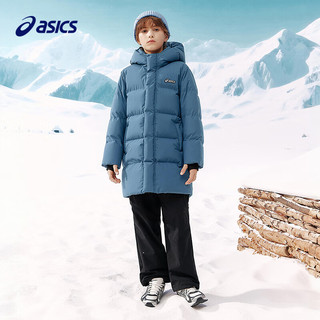 亚瑟士（asics）童装25年冬季儿童中长款羽绒服蓬松有型加厚保暖防水334251072520 5015灰蓝色 160