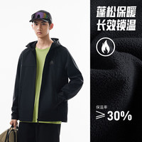 安踏 水壳软壳衣丨梭织加绒连帽运动外套男士秋冬防风防泼水开衫上衣 基础黑-1 L/男175