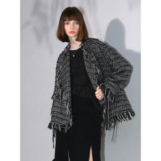 COCOBELLA 【小香风】亮片花式纱流苏大衣女粗花呢含羊毛外套SC3006