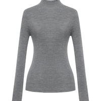 EP雅莹2025女装 100%纯羊毛修身内搭半高领针织打底衫9933A 灰色 XL