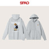 SPAO抽绳连帽开衫长袖卫衣男2025秋季新款袋鼠兜宽松外套SPWY25SS08XY 灰#美式小狗白字组合 S