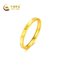 中国黄金 黄金戒指 足金碎碎冰戒指 约0.7g