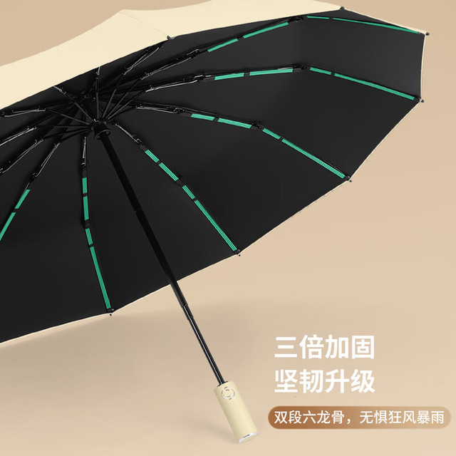 有券的上：FOURDATRY 曜石黑加固晴 雨伞 8骨 晴雨两用伞