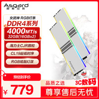 阿斯加特 32GB(16GBx2) DDR4 4000 台式机内存条 女武神·瓦尔基里 RGB灯条 海力士CJR CL19 极地白