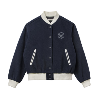 马登 学院风棒球服夹克女春秋百搭毛呢外套上衣