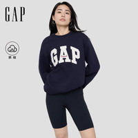 Gap 男女装2025秋季字母logo抓绒圆领卫衣合身简约上衣 海军蓝