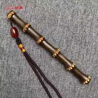 初嘉 实心竹长条紫竹根手把件 高密度紫竹老料把件 玉化竹带红珠