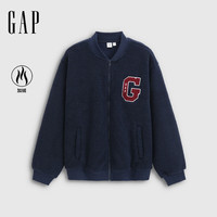 GAP男女装2025秋季大G字母仿羊羔绒宽松夹克开衫卫衣787408 海军蓝 M (170/92A)亚洲尺码